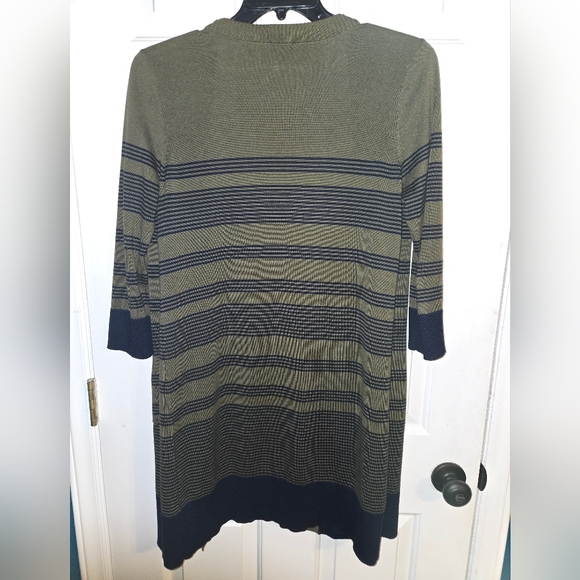 Talbots open front green striped cardigan, Size small - Picture 3 of 5